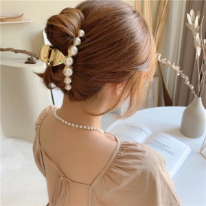 レディース ヘアアクセサリー アクセ ヘアクリップ バレッタ パール フォーマル エレガント かわいい 大人可愛い きれいめ シンプル カジ