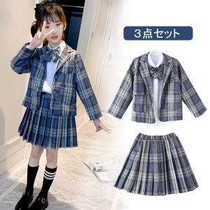 セットアップ 女の子 スーツ 3点セット チェック柄 入学式 フォーマルスーツ 制服 スクールキッズ ベビー マタニティ キッズファッション