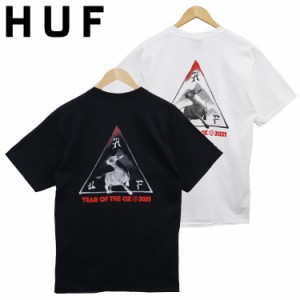 HUF ハフ Tシャツ メンズ 丑 YEAR OF THE OX TT S/S TEE トリプルトライアングルロゴ 半袖Tシャツ 牛 干支 ファッション トップス ストリ