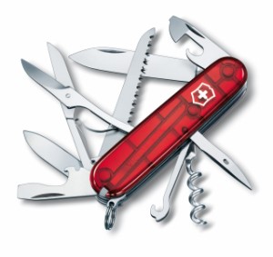 VICTORINOX(ビクトリノックス) ハントマン トランスルーセントレッド 多機能 ナイフ 防災グッズ 登山 ハイキング キャンプ はさみ のこぎ