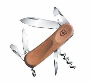 VICTORINOX(ビクトリノックス) エボリューション ウッド 10 多機能 ナイフ トレッキング ハイキング 登山用品コルクせん抜き マイナスド