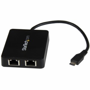 StarTech.com USB-C接続2ポートギガビット有線LAN変換アダプタ USB 3.0 Aポート x1付き USB Type-C(オス) - 2x RJ45(メス) US1GC301AU2R