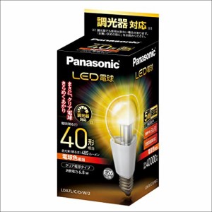 パナソニック LED電球 E26口金 電球40形相当 電球色相当(6.8W) 一般電球・クリアタイプ 調光器対応 LDA7LCDW2