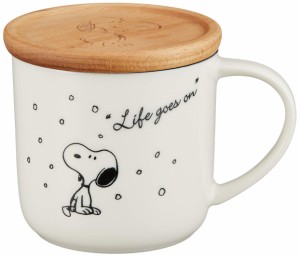 山加商店 「 PEANUTS ( ピーナッツ )」 SNOOPY スヌーピー マグカップ 蓋付き (コースター兼) 大きめ 約350ml シーズン柄 白 グッズ プレ