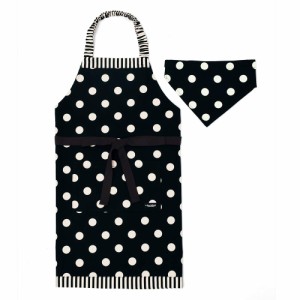 COLORFUL CANDY STYLE 子供用 キッズエプロン 女の子 三角巾 セット 小学生 着脱簡単 130ー160 polka dot large(twill・black)×narrow s