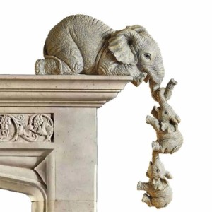 象の置物 3匹 ゾウの家族 象 置物 家の装飾品 ゾウ 象の彫刻 かわいい 動物 オブジェ 癒し アニマル ぞうさん 動物 象に乗っている2頭の