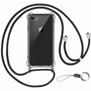 OJBSEN iPhone SE 3/2 用ケース アイフォンSE 第3/2世代 iPhone7/8 用カバー [ストラップ2種付き] 調節可能な ショルダー 肩がけ 首掛け 