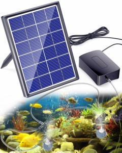 Biling プラスチック エアーポンプ エアポンプ ソーラーポンプ エアーレーション 酸素パイプ 太陽光充電式 3.5W 発電パネル 静 音設計 軽