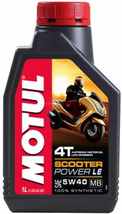 MOTUL(モチュール) SCOOTER POWER LE(スクーター パワー エル・イー) 5W40 バイク用100%化学合成オイル 1L[正規品]