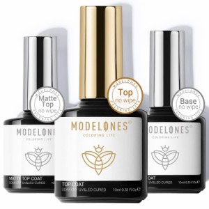 Modelones ジェルネイル トップコート マットトップコート ベースコート 3本セット10ml 拭き取り不要 UV/LED対応