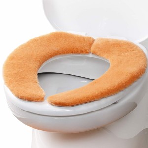 日本製 消臭 洗えるサンコー ずれない ふんわりタイプ トイレ 便座カバー 15mm パンプキン オレンジ おくだけ吸着 KI-05
