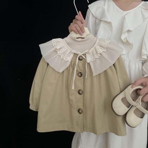 ロングコート キッズ 春秋 子供服 女の子 アウター トレンチコート ジュニア ベビー服 トップス 上着 子ども服 ジャケット スプリングコ