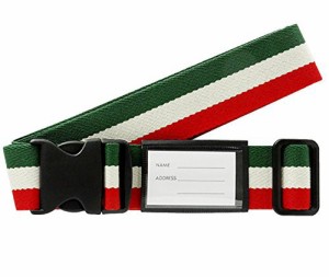 ワンタッチ スーツケースベルト ( ネーム タグ 付き) 国旗柄 イタリア 240201