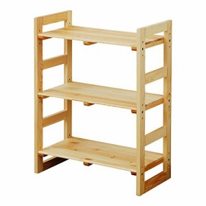 山善 ウッド ラック 幅60*奥行30*高さ80cm 3段 木製 棚板高さ調節可能 組立品(工具付き) ナチュラル SPR-8060(NA)