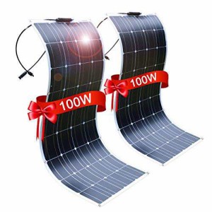 DOKIO 2*100W フレキシブル ソーラーパネル 単結晶 200W 12V 車中泊 防災グッズ 自作の太陽光発電に最適な小型・家庭用太陽光パネル