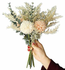 Kugusa 造花 シルクフラワー 花束 ドライフラワー 風 フェイク ブーケ インテリア 装飾 (花束（ピーチホワイト）)