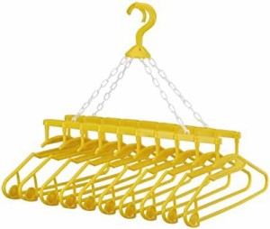 アーネスト 【日本製】 洗濯ハンガー 10連式 (筒状の物もかけられる/首周りが伸びにくい) 幸福の黄色いハンガー 大手飲食店愛用ブランド