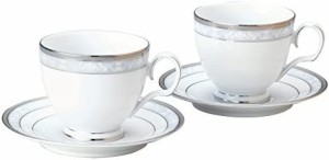 Noritake ノリタケ カップ & ソーサー ( ペアセット ) ( コーヒー ティー 兼用) 250cc ハンプシャープラチナ 2客 ファインポーセレン P91