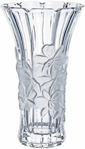 アデリア 花瓶 ガラス花瓶 蘭柄 小 [直径約11.8x高さ約20cm/クリスタル] 日本製 F-70420