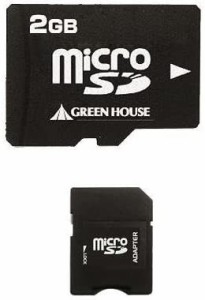 グリーンハウス microSDカード(アダプタ付属) 2GB GH-SDMR2GA