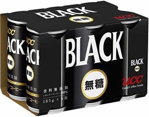 UCC ブラック無糖 コーヒー 缶コーヒー 185ml×6本