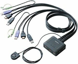 エレコム KVMスイッチ hdmi usb 切替器 スピーカー 手元スイッチ 2台 KVM-HDHDU2