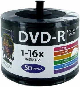 HI-DISC データ用DVD-R 16倍速対応 ホワイトレーベル ワイドプリンタブル 50枚入りスタッキングバルク エコタイプ