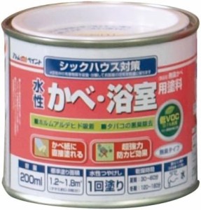 アトムハウスペイント 水性かべ・浴室用塗料(無臭かべ) 200ML ホワイトグレー