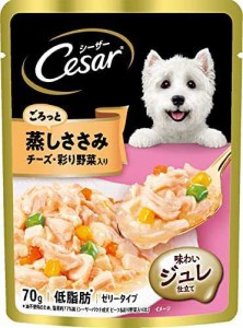 シーザー パウチ 成犬用 蒸しささみ チーズ・野菜入り 70g×16個 (まとめ買い) [ドッグフード・ウェット]