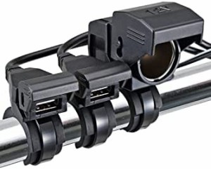 デイトナ(Daytona) バイク用 USB電源(合計5V/2.1A) シガーソケット(12V5A) 防水 バッテリー接続 常時通電 USB-A×2 シガーソケット×1 93