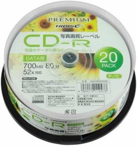 PREMIUM HI-DISC CD-R データ用 700MB 52倍速 「写真画質レーベル」 ワイドエリア 20枚 HDVCR80GP20SN
