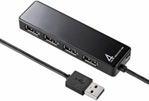 サンワサプライ HDD接続対応・面ファスナー付4ポートUSB2.0ハブ ブラック USB-HTV410BKN