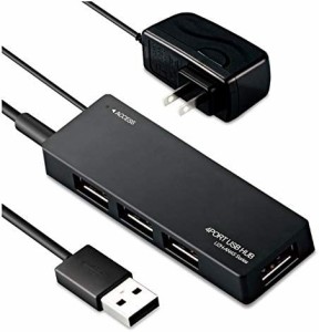 エレコム USB2.0 ハブ 4ポート ACアダプタ付 セルフ/バス両対応 Nintendo Switch動作確認済 ブラック U2H-AN4SBK