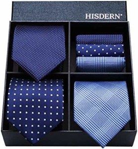 【送料無料】HISDERN(ヒスデン) ブランド品 ネクタイ チーフ 3本セット 高級 ギフトボックス付き 20柄物 ビジネス 結婚式 父の日 プレゼ