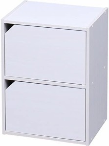 アイリスオーヤマ カラーボックス 収納ボックス 本棚 2段 扉付き 幅36.6×奥行29×高さ49.4cm オフホワイト モジュールボックス MDB-2D