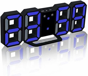DeerbirdR 3D LEDデジタル目覚まし時計、3つの輝度レベルが調整可能で スヌーズ機能デスク掛け時計ホームルームオフィス用壁掛け時計、黒