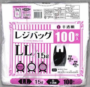 日本技研工業 レジバッグ 白半透明 LL エンボス加工 100枚 幅29.5×奥行(マチ)14.5×高さ53cm 0.017mm ゴミ袋 ポリ袋