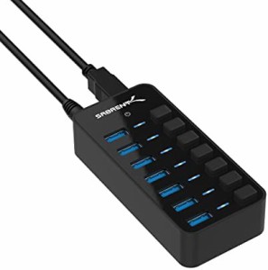 Sabrent 36W 7ポートUSB3.0ハブ（個別電源スイッチ・LED付き） 36W 12V/3A電源アダプタ付属（HB-BUP7）