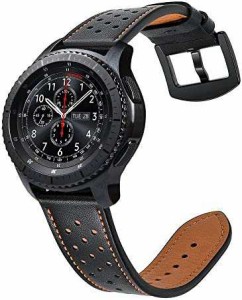 Fintie for Samsung Gear S3 / Galaxy Watch 46mm バンド 22mm 時計バンド 本革ベルト 交換用ベルト 本革レザー製 調節可能 ビジネススタ