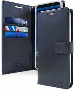 Goospery Galaxy S9 Case (2018) 手帳型ケース カード収納 PU レザー カバー QI対応 ブルームーンケース (ネイビー) S9-BLM-NVY