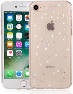 QLTYPRI iPhone 7 8 ケース TPU 星柄 キラキラ ソフト ブランド 薄型 耐衝撃 人気 - クリア