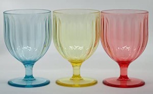プラキラ(Plakira) ワイングラス グルーブゴブレット 3色セット 270ml 7.8 x 7.8 x 12 cm 3個入 割れないグラス トライタン 食洗機対応