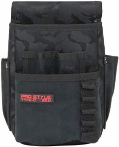 SK11 型枠大工腰袋 PRO STYLE SPS-TC-14 スエード調 ブラック迷彩 幅180×高さ240×奥行120mm