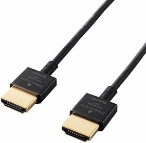 エレコム HDMI ケーブル 1ｍ プレミアム 4K 2K (60P) HDR スーパースリムコネクタケーブル仕様 ブラック DH-HDP14SS10BK