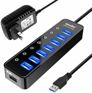 USB ハブ atolla USB 3.0 Hub 7ポート増設 + 1充電ポート, USB拡張 セルフパワー/バスパワー 【USB 3.0 HUB 独立スイッチ付・5V/4A ACア