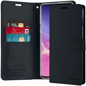 Goospery Galaxy S10 Plus 手帳型ケース カード収納 PU レザー カバー QI対応 ブルームーンケース (ネイビー) S10P-BLM-NVY