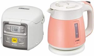 【セット販売】タイガー マイコン 炊飯器 3合 炊きたて ミニ JAI-R551-W+電気ケトル 800ml コーラルオレンジ わく子 PCF-G080-D