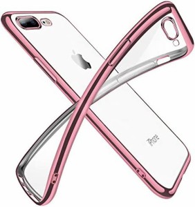 iPhone8Plus ケース iPhone7Plus ケースクリア 透明 tpu シリコン メッキ加工 スリム 薄型 5.5インチ スマホケース 耐衝撃 ストラップホ