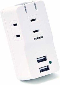 【送料無料】EXHEART USBポート付コンセント 3個口AC2口USB 5V3.4A 急速充電 雷サージ ECU-3234