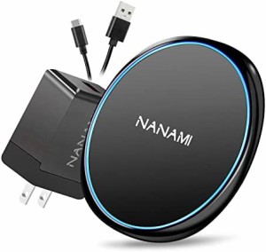 NANAMI ワイヤレス充電器 (QC3.0 急速充電器付き) 置くだけ充電器 セット - 7.5W/10W/15W 急速充電 iPhone 14/14 Pro(Max)/14 Plus/13 (P